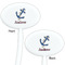 Sail Boats & Stripes White Plastic 7" Stir Stick - Double Sided - Oval - Front & Back