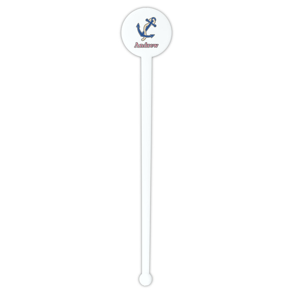 Sail Boats & Stripes White Plastic 7" Stir Stick - Round - Single Stick