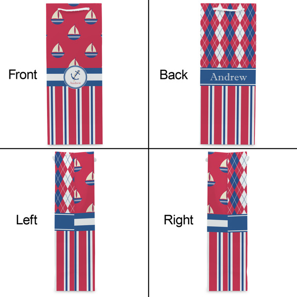 Sail Boats & Stripes Wine Gift Bag - Matte - Approval