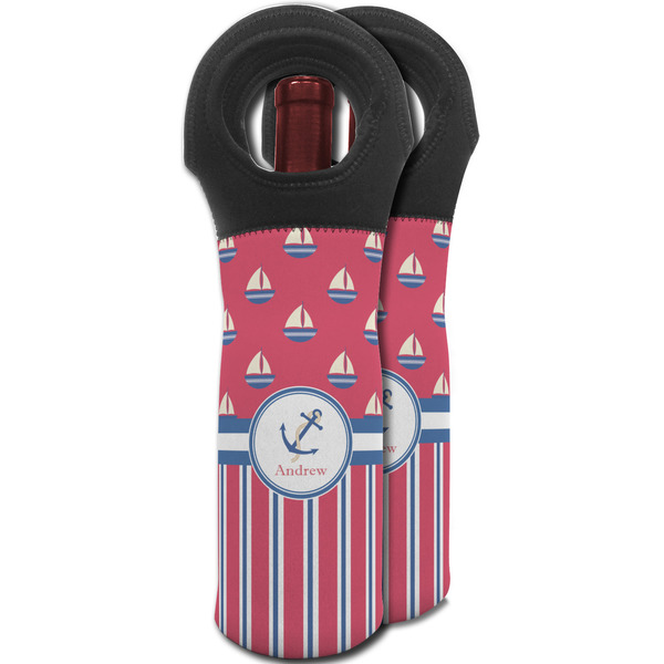 Sail Boats & Stripes Wine Tote Bag - MAIN