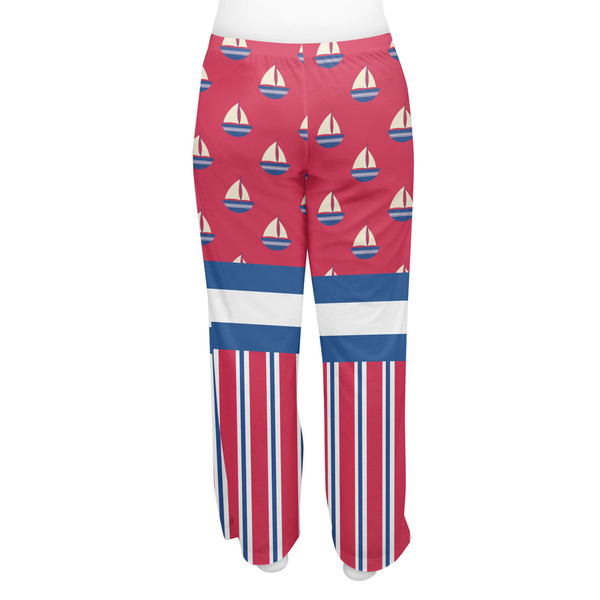 Sail Boats & Stripes Women's Pj on model - Back