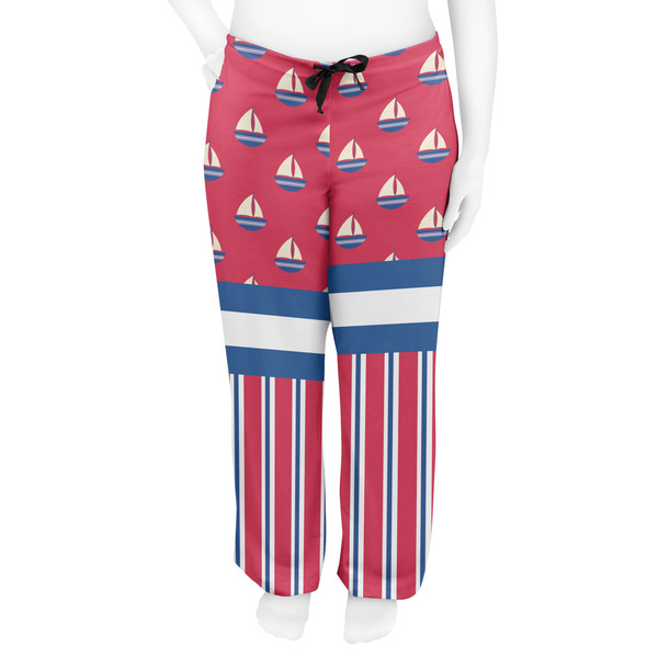 Sail Boats & Stripes Women's Pj on model - Front