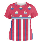 Sail Boats & Stripes Women's Crew T-Shirt - X Large