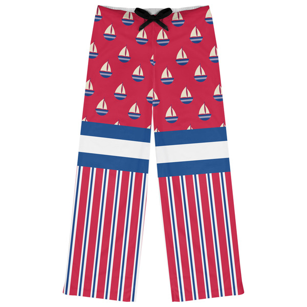 Custom Sail Boats & Stripes Womens Pajama Pants - S