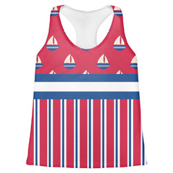 Sail Boats & Stripes Womens Racerback Tank Top