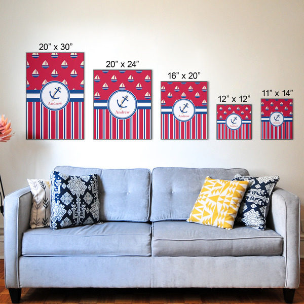 Sail Boats & Stripes Wood Prints - Size Comparison