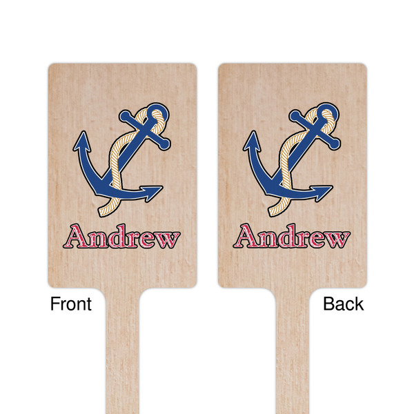 Sail Boats & Stripes Wooden 6.25" Stir Stick - Rectangular - Double Sided - Front & Back