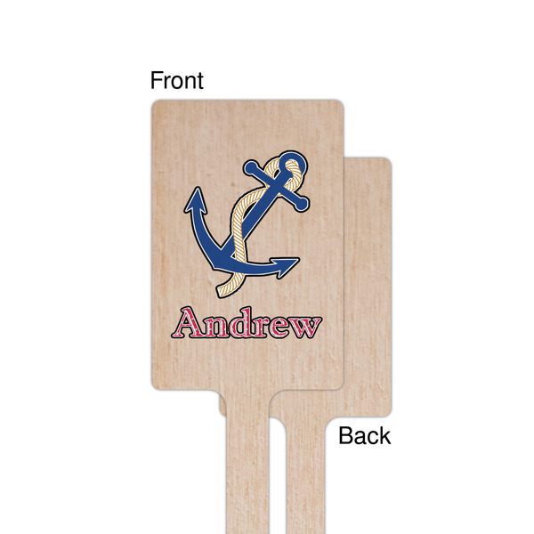 Sail Boats & Stripes Wooden 6.25" Stir Stick - Rectangular - Single - Front & Back