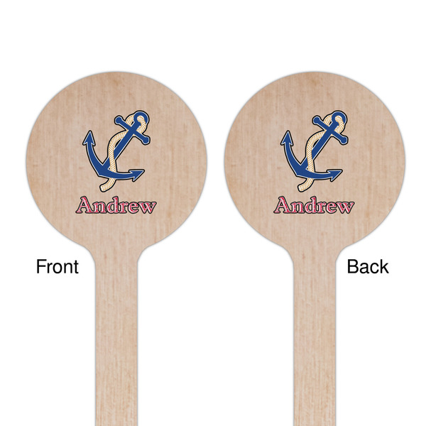 Sail Boats & Stripes Wooden 7.5" Stir Stick - Round - Double Sided - Front & Back