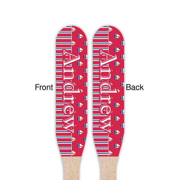 Sail Boats & Stripes Wooden Food Pick - Paddle - Double Sided - Front & Back