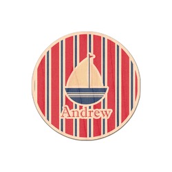 Sail Boats & Stripes Genuine Maple or Cherry Wood Sticker (Personalized)