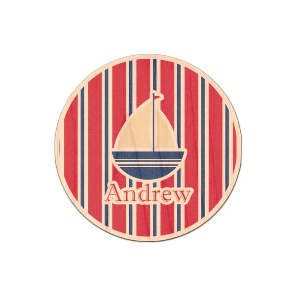 Custom Sail Boats & Stripes Genuine Maple or Cherry Wood Sticker (Personalized)