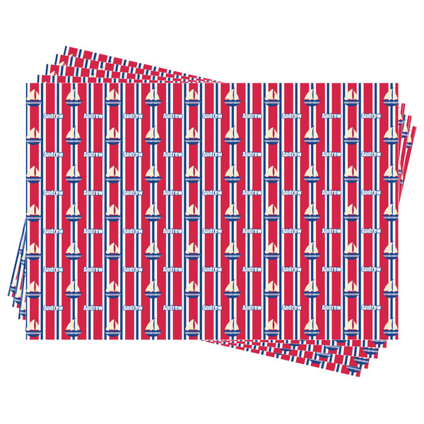 Sail Boats & Stripes Wrapping Paper - Front & Back - Sheets Approval