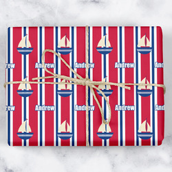 Sail Boats & Stripes Wrapping Paper (Personalized)