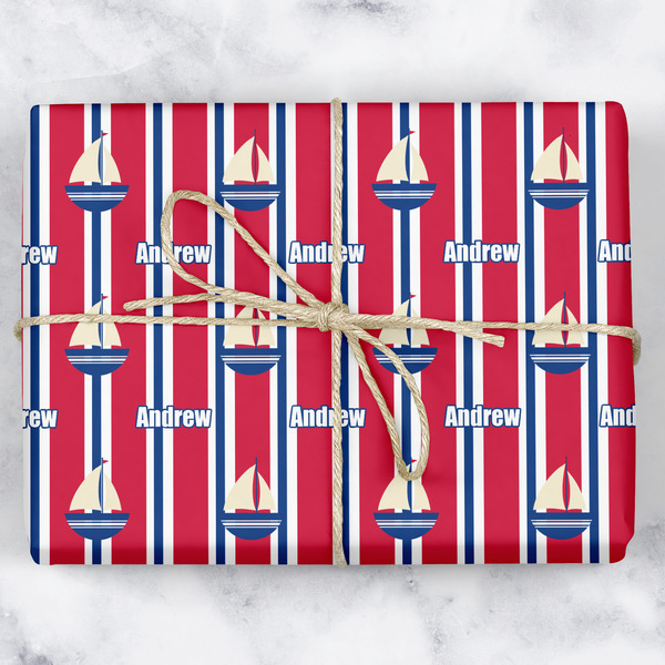 Custom Sail Boats & Stripes Wrapping Paper (Personalized)
