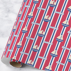 Sail Boats & Stripes Wrapping Paper Roll - Large - Matte (Personalized)