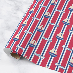 Sail Boats & Stripes Wrapping Paper Roll - Medium - Matte (Personalized)