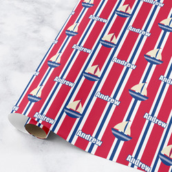 Sail Boats & Stripes Wrapping Paper Roll - Medium (Personalized)