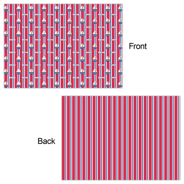 Sail Boats & Stripes Wrapping Paper Sheet - Double Sided - Front & Back