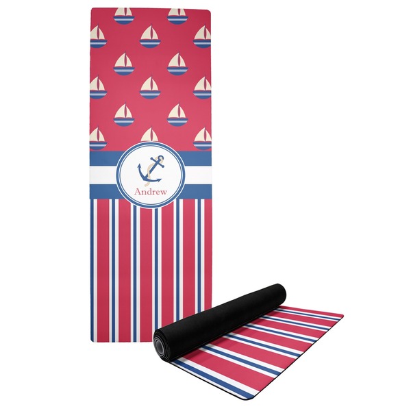 Custom Sail Boats & Stripes Yoga Mat (Personalized)