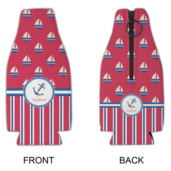 Sail Boats & Stripes Zipper Bottle Cooler - APPROVAL