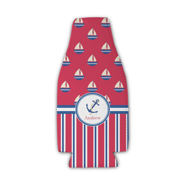 Sail Boats & Stripes Zipper Bottle Cooler - Set of 4 - FRONT