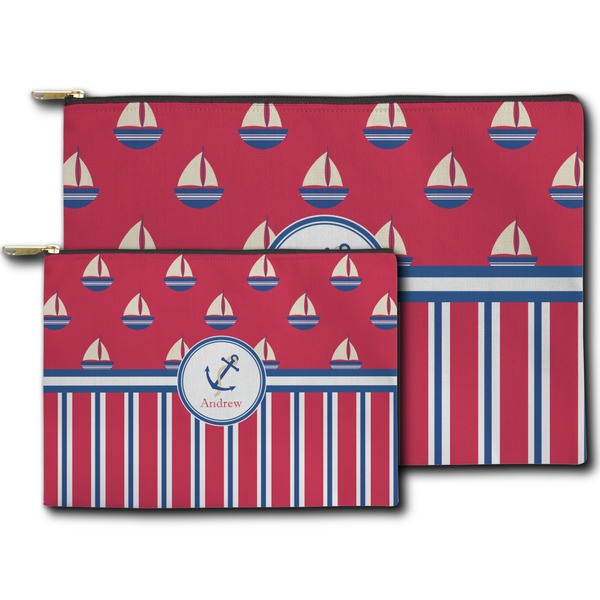 Sail Boats & Stripes Zippered Pouches - Size Comparison
