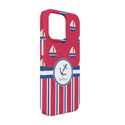 Sail Boats & Stripes iPhone Case - Plastic - iPhone 13 (Personalized)
