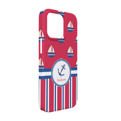 Sail Boats & Stripes iPhone Case - Plastic - iPhone 13 Pro (Personalized)
