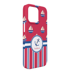 Sail Boats & Stripes iPhone Case - Plastic - iPhone 13 Pro Max (Personalized)