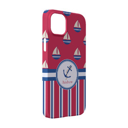 Sail Boats & Stripes iPhone Case - Plastic - iPhone 14 (Personalized)