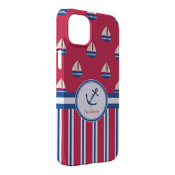 Sail Boats & Stripes iPhone Case - Plastic - iPhone 14 Plus (Personalized)