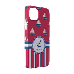 Sail Boats & Stripes iPhone Case - Plastic - iPhone 14 Pro (Personalized)