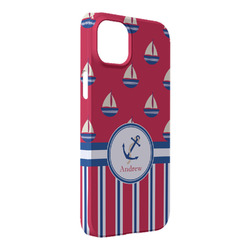 Sail Boats & Stripes iPhone Case - Plastic - iPhone 14 Pro Max (Personalized)