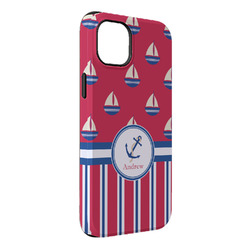 Sail Boats & Stripes iPhone Case - Rubber Lined - iPhone 14 Pro Max (Personalized)