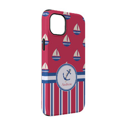 Sail Boats & Stripes iPhone Case - Rubber Lined - iPhone 14 Pro (Personalized)