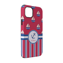 Sail Boats & Stripes iPhone Case - Rubber Lined - iPhone 14 (Personalized)