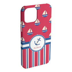 Sail Boats & Stripes iPhone Case - Plastic - iPhone 15 Plus (Personalized)