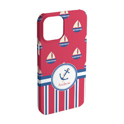 Sail Boats & Stripes iPhone Case - Plastic - iPhone 15 Pro (Personalized)