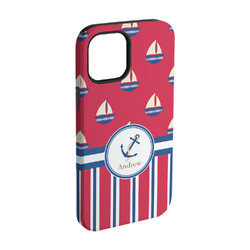 Sail Boats & Stripes iPhone Case - Rubber Lined - iPhone 15 Pro (Personalized)