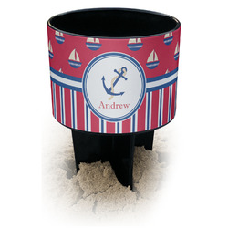 Sail Boats & Stripes Black Beach Spiker Drink Holder (Personalized)