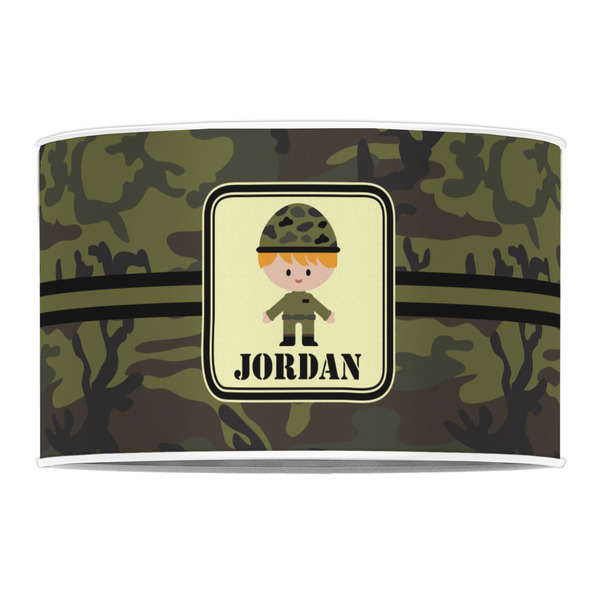 Green Camo 12" Drum Lampshade - FRONT (Poly Film)