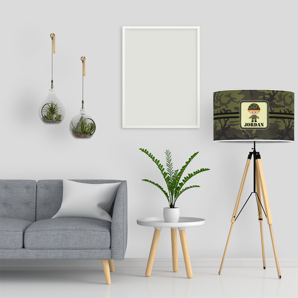 Green Camo 12" Drum Lampshade - LIFESTYLE