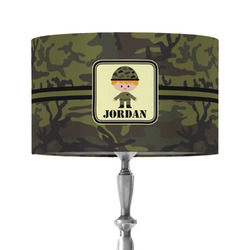 Green Camo 12" Drum Lamp Shade - Fabric (Personalized)