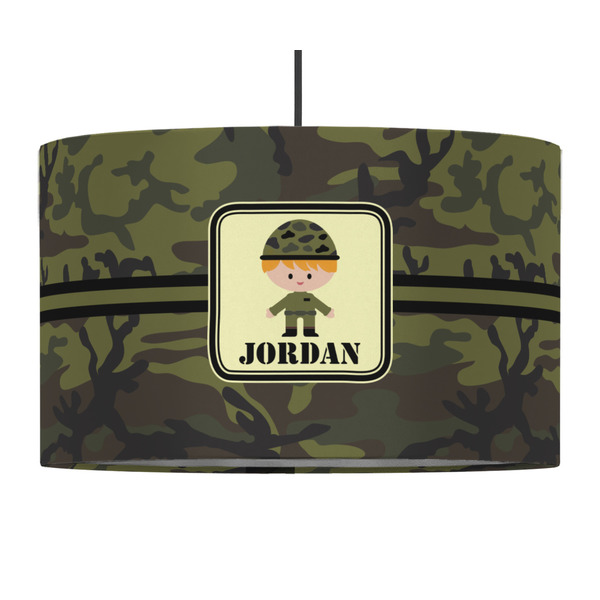 Green Camo 12" Drum Lampshade - PENDANT (Fabric)