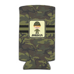 Green Camo Can Cooler (tall 12 oz) (Personalized)