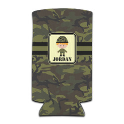 Green Camo Can Cooler (tall 12 oz) (Personalized)