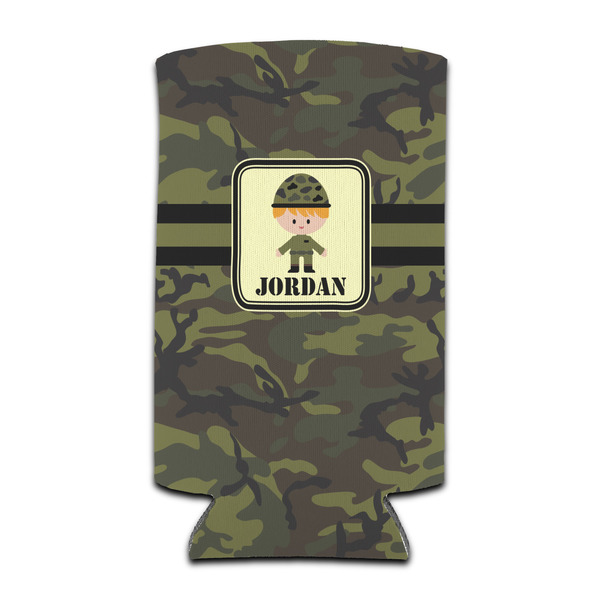 Custom Green Camo Can Cooler (tall 12 oz) (Personalized)