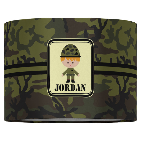 Green Camo 16" Drum Lampshade - FRONT (Fabric)