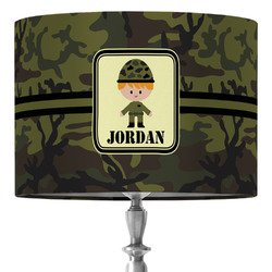 Green Camo 16" Drum Lamp Shade - Fabric (Personalized)